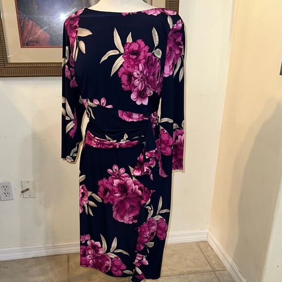 Jessica Howard Navy/Pink Floral Dress Size 14W - Picture 3 of 12